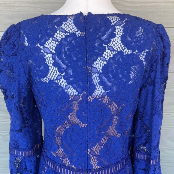 Tadashi Shoji Royal Blue Lace Bell Sleeve Dress - Picture 8 of 12